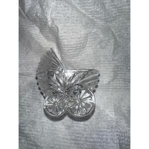 Baby Stroller Carriage Clear Glass Cube Collectible Wheels Crystal Figurine